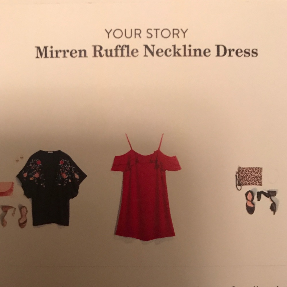 Your Story - Red Mirren Ruffle Neckline Dress
